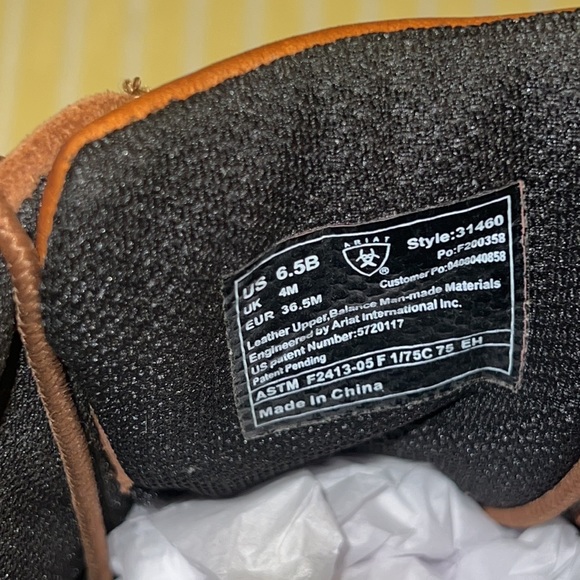 Ariat Brown Leather Lace Up Ankle Work Boots 6.5B B STEEL TOE #31460 - Picture 11 of 12